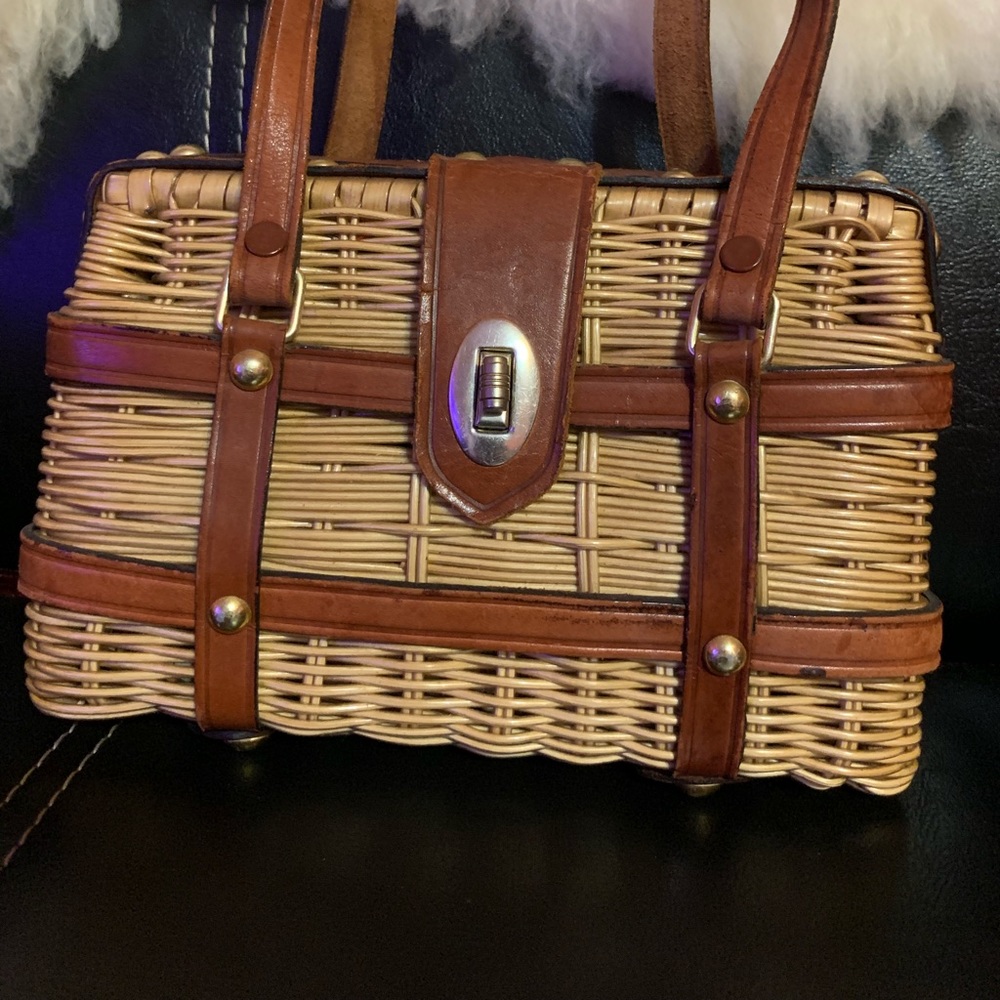 Vintage evening  with genuine leather straps.
